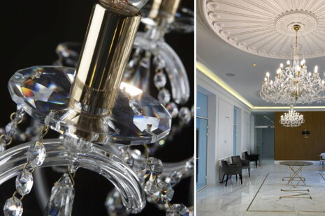 Elegance in the heart of Budapest: Crystal chandeliers at a prestigious clinic (H)